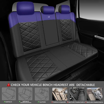 CAR PASS Memory Foam Leather Seat Covers Full Set, Breathable Perforated Nappa Leather Seat Covers Universal Fit for Most Cars,Sedans,SUV,Trucks Thick 3D Foam Comfortable, Airbag Compatible Black Blue
