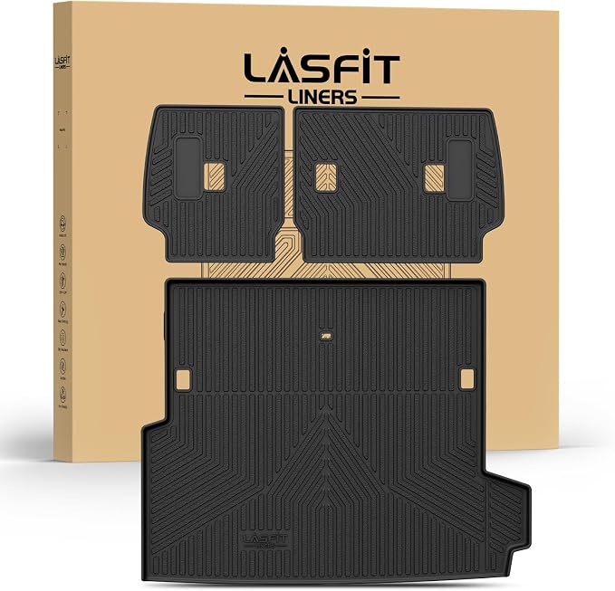 LASFIT Cargo Mat & Backrest Mats for Toyota 2025-2026 4Runner (Only Fit Hybrid, Not Fit Gas), All Weather TPE Custom Fit Easy Clean Trunk Mat for 4 Runner 2025 2026 6th gen Hybrid Trunk Mat, Black