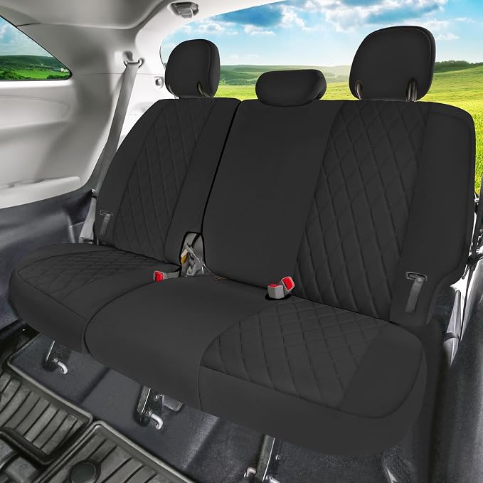 FH Group Custom Fit Car Seat Covers Specifically Made for Toyota Sienna 2011-2020, Car Seat Cover Full Set, 8 Seater Automotive Seat Covers in Black Neoprene, Waterproof and Washable Seat Covers