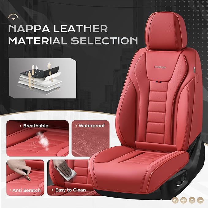 Coverado Car Seat Covers, Front Covers for Cars, Car Seat Cover Front Seats, Automotive Seat Cover, Waterproof, Leather Car Seat Cushion, Universal Interior Covers Seat Protectors for Most Cars