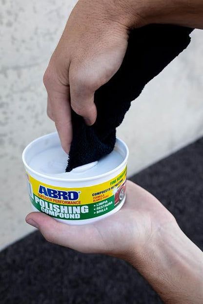 ABRO Superior Performance Polishing Compound, 10 oz., High-tech Shine Car Scratch Remover for Vehicles, Restorers Swirls and Scratches, Buffing Compound for Oxidized Finishes, Smooth, Reflect, Clean