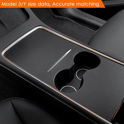 Farmogo Center Console Wrap Kit Matte Black Console Cover Interior Decoration Wrap Kit Compatible with Tesla 2021-2025 Model Y & 2021-2023 Model 3 Accessories (Black)