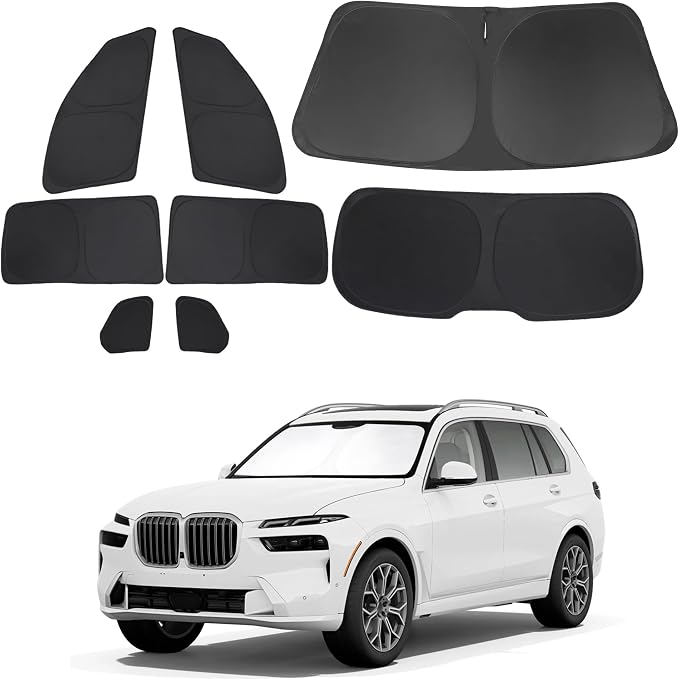 TINGLU Window Shades for BMW X7 3.0L xDrive40i 2021-2026 Accessories Car Side Full Windows Rear Triangular Windshield Sun Shade Sun UV Rays & Privacy Protection for Camping 8PCS