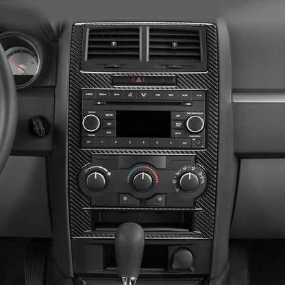Car Center Console Frame Sticker Real Quality Carbon Fiber Trim Compatible with Dodge Charger 2008 2009 2010 Premium Interior Accessories Decor Decal Black
