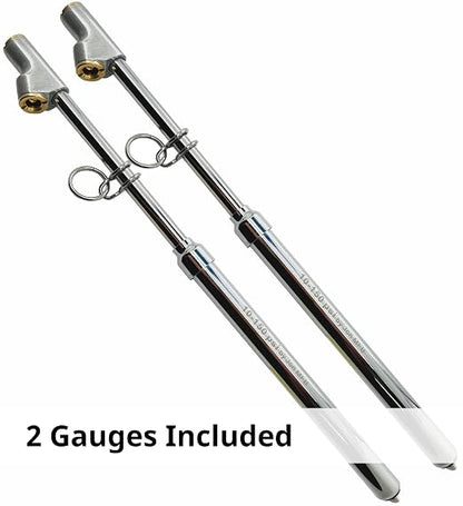 150 Psi Professional Semi Truck Tire Pressure Gauge and Dually Truck Air Gauges. Great for RV Tire Pressure, Cars, and Drivers with Bad Knees appreciate the Long Dual Head Chuck and Heavy Duty Design.