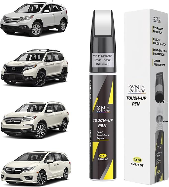 XNA White Diamond Pearl Tricoat(NH-603P) for Honda Touch Up Paint, Car Scratch Remover for Nicks and Chips Repair, 2-In-1 Quick & Easy Fix Car Scratch Repair Kit with Exact Color-Matched