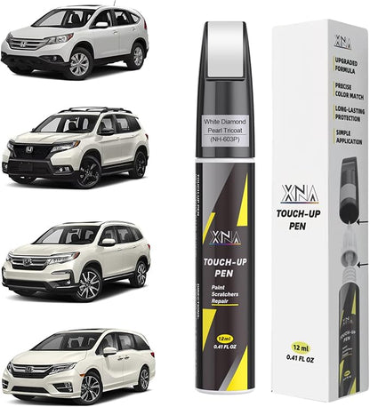 XNA White Diamond Pearl Tricoat(NH-603P) for Honda Touch Up Paint, Car Scratch Remover for Nicks and Chips Repair, 2-In-1 Quick & Easy Fix Car Scratch Repair Kit with Exact Color-Matched