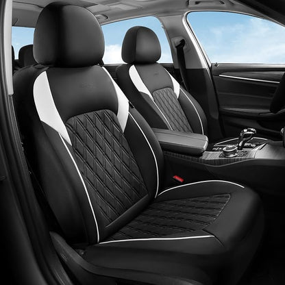 Coverado Automotive Seat Covers, Car Seat Covers Full Set, Car Seat Cover, Waterproof Seat Covers, Car Seat Protector Car Seat Cushion Interior Truck Accessories Universal Fit Most Cars, Black&White