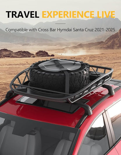 Tuyoung 300lbs Roof Rack Cross Bars Compatible with Hyundai Santa Cruz 2021-2026 SE SEL Premium Night Limited, Lockable Heavy Duty Anti-Theft Aluminum Roof Rails Crossbars Cargo Carrier Bag Black