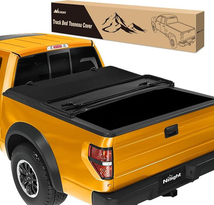 Nilight Soft Tri-fold Truck Bed Tonneau Cover Compatible with Ford F150 2004 2005 2006 2007 2008 2009 2010 2011 2012 2013 2014-6.5ft