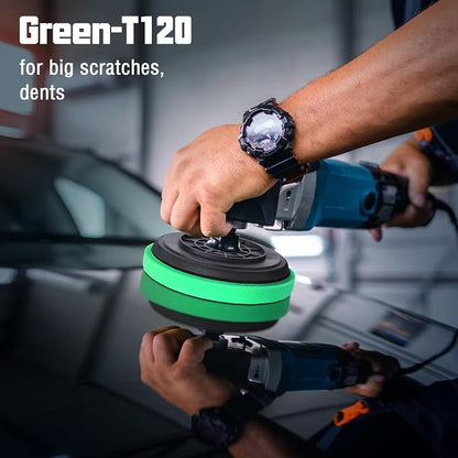 5 Inch Buffing Polishing Pads, 3Pcs Buffing Pads Green Heavy Cut Pad, 5.5 Inch Face for 5 Inch 125mm Backing Plate Compound Buffing Sponge Pads for Car Buffer Polisher Compounding, Polishing & Waxing