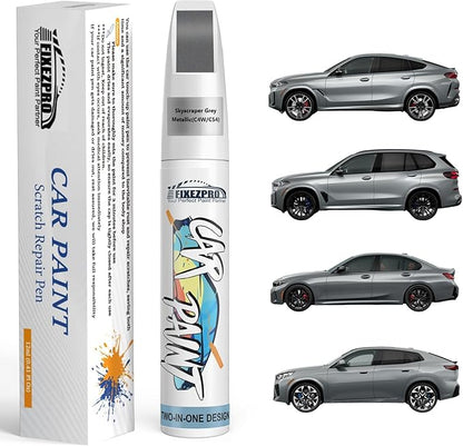 C4W/C54 Skyscraper Grey Metallic Touch Up Paint for BMW, Car Paint Scratch Repair Remover Pen Color Exact Match, Quick and Easy Fix Automotive Chips and Nicks Scuff Repair