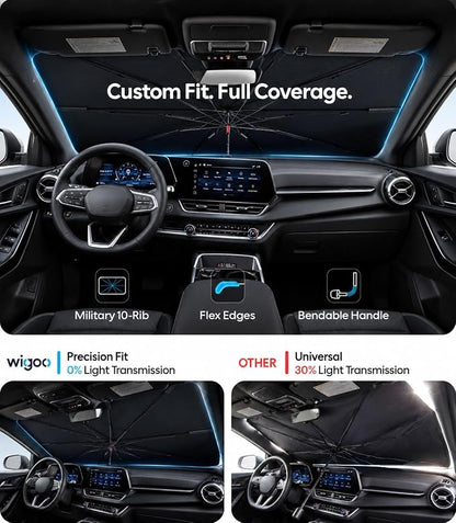 Wigoo Windshield Sun Shade Umbrella for Chevrolet Equinox 2018-2026 [100% Sun Blockage, Ice Cooling Fabric] Heat Insulation Front Window Sunshade Umbrella for Chevrolet Equinox 2018-2026
