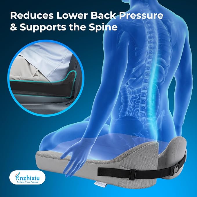 anzhixiu Elevated Car Seat Cushion for Improved View- Reduces Lower Back Pressure- Gray