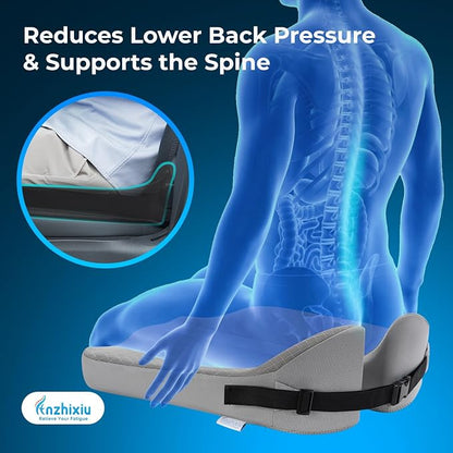 anzhixiu Elevated Car Seat Cushion for Improved View- Reduces Lower Back Pressure- Gray