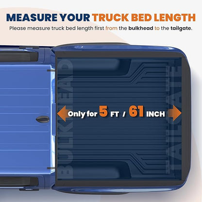 KUIPERAUTO 5FT Roll-Up Soft Vinyl Truck Bed Cover Compatible for Nissan Frontier 2005-2026 Tonneau Cover Fleetside Bed On Top 60Inch
