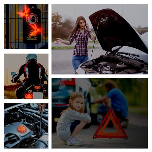 Heliar LED Road Flares Emergency Disc Roadside Safety Light Flashing Road Beacon for Car Truck Boat with Storage Bag (Pack of 3)