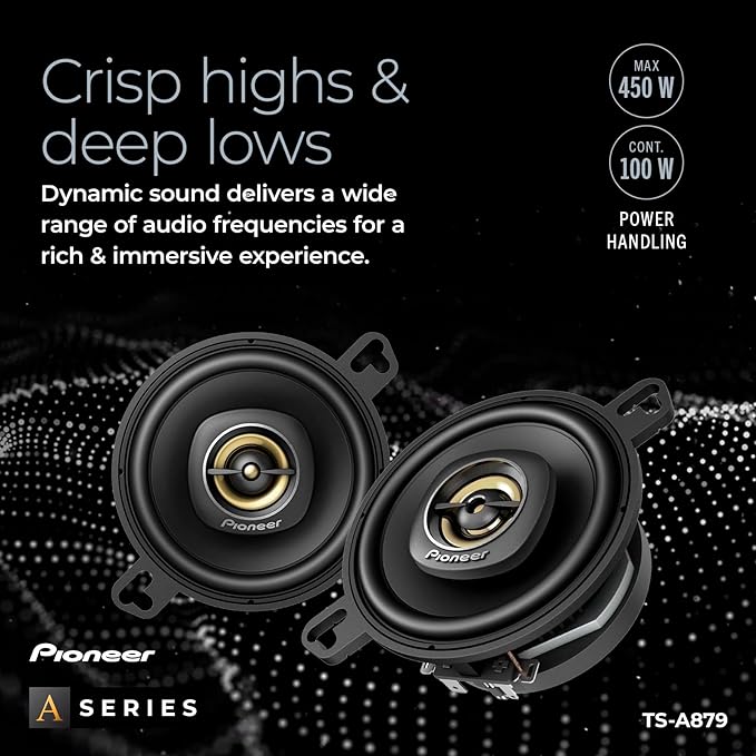 PIONEER A-Series Plus TS-A879 3.5” 2-Way Speakers (Pair) – 100W RMS, 450W Max, Balanced Sound + Smooth Treble, Great Stock Replacement, Easy Installation