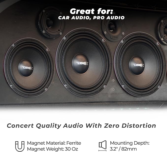 DS18 PRO-X8M Loudspeaker - 8", Midrange, Red Steel Basket, 550W Max, 275W RMS, 8 Ohms - Premium Quality Audio Door Speakers for Car or Truck Stereo Sound System (1 Speaker), Classic