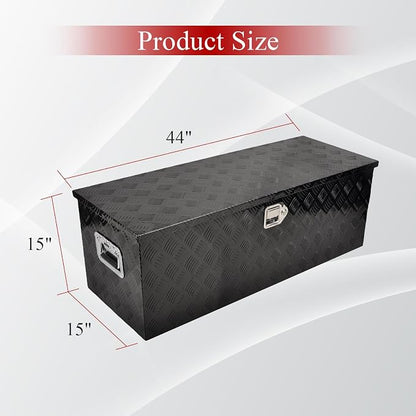 44'' Inch Aluminum Waterproof Storage Box (Truck Tool Box, Square, 15.5'' L x 44.5'' W x 15.6'' H, Black, Lockable, Unisex)