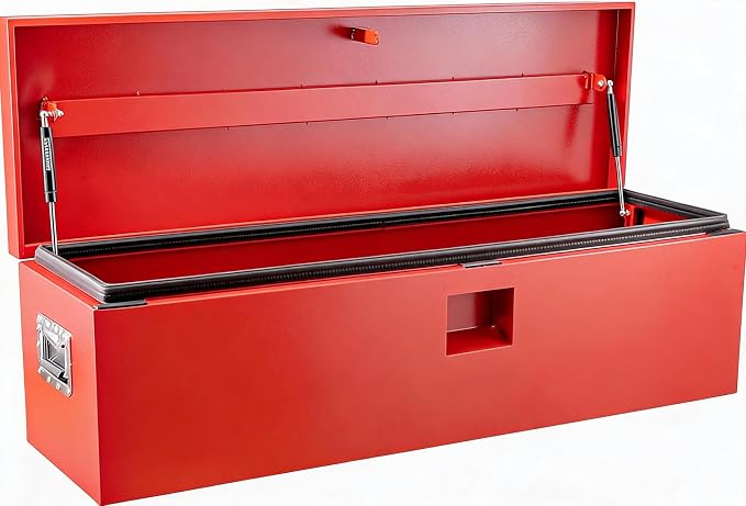 IDEALHOUSE Truck Bed Tool Box and Trailer Tongue Box - 30" Black Steel Storage Chest for Pickup Trucks, RVs, Trailers, Vans, 36"x 15"x 15"