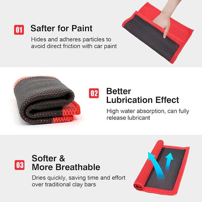ARTIPOLY Clay Decontamination Towel - Professional Detail Products - Proven Cleaning & Release of Paint Contaminants; Increase Wax & Sealant Bond; Enhance Paint Gloss & Color; Fine Grade (12x12inches)
