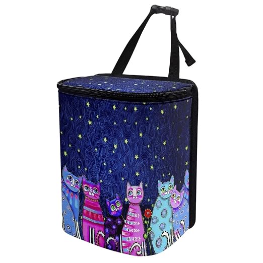 Talayituse Galaxy Cat Print Car Trash Can with Lid, Leak Proof Auto Trash Bag Hanging Vehicle Garbage Can Multipurpose Storage Container for Back Seat Road Trip