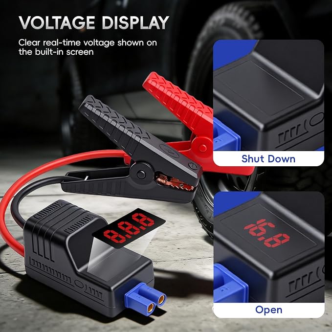 Mayspare 10AWG EC5 Smart Jump Starter Clamps, Heavy Duty Replacement Alligator Clips for 12V Portable Car Battery Booster, Universal for SUV/Truck/RV (LCD Screen)