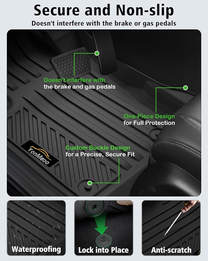 Floor Mats & Cargo Liner Custom Fit for Jeep Compass 2017-2025 2026, Door Sill Guards, All Weather TPE Rubber Anti-Slip 1st & 2nd Row & Trunk Mat Floor Liners for Compass 2025 Accessories