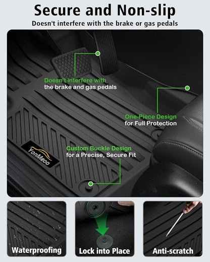 Floor Mats & Cargo Liner Custom Fit for Jeep Compass 2017-2025 2026, Door Sill Guards, All Weather TPE Rubber Anti-Slip 1st & 2nd Row & Trunk Mat Floor Liners for Compass 2025 Accessories