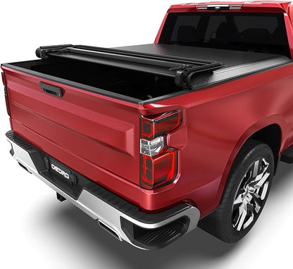 OEDRO Soft Quad Fold Truck Bed Tonneau Cover Compatible with 2020 2021 2022 2023 2024 2025 2026 Chevy Silverado 2500 3500 / GMC Sierra 2500 3500 HD 6.9 ft Bed
