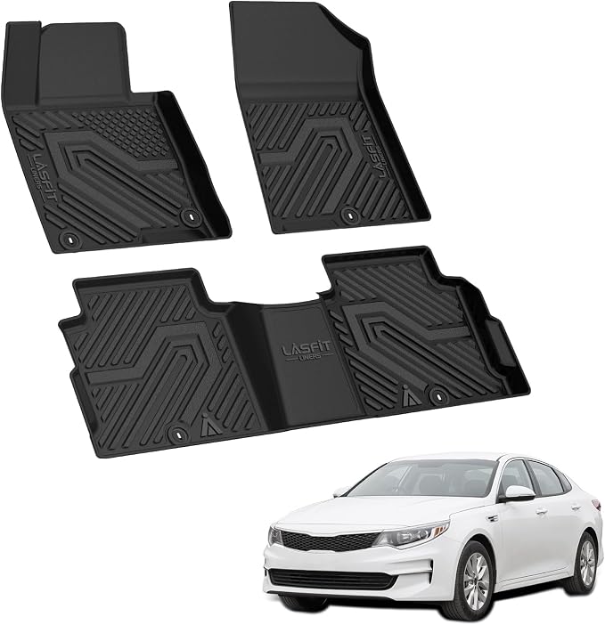 LASFIT Floor Mats for Hyundai Sonata Gas & Hybrid 2019 2018 2017 2016 2015 & KIA Optima 2016-2020, All Weather TPE Custom Fit Car Accessories Floor Liners 1st & 2nd Row Car Mats, Black