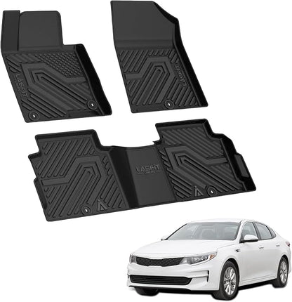 LASFIT Floor Mats for Hyundai Sonata Gas & Hybrid 2019 2018 2017 2016 2015 & KIA Optima 2016-2020, All Weather TPE Custom Fit Car Accessories Floor Liners 1st & 2nd Row Car Mats, Black