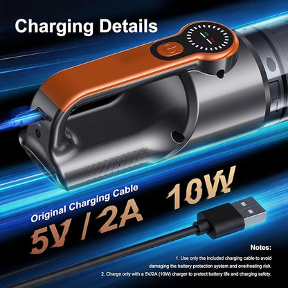 Ultra Car Vacuum Cleaner Cordless, Handheld 2-in-1 Vacuum and Blower 25000PA Suction, Portable Wireless Mini Vacuum for Interior Detailing, USB-C Rechargeable for Home Pet Hair. (Orange)