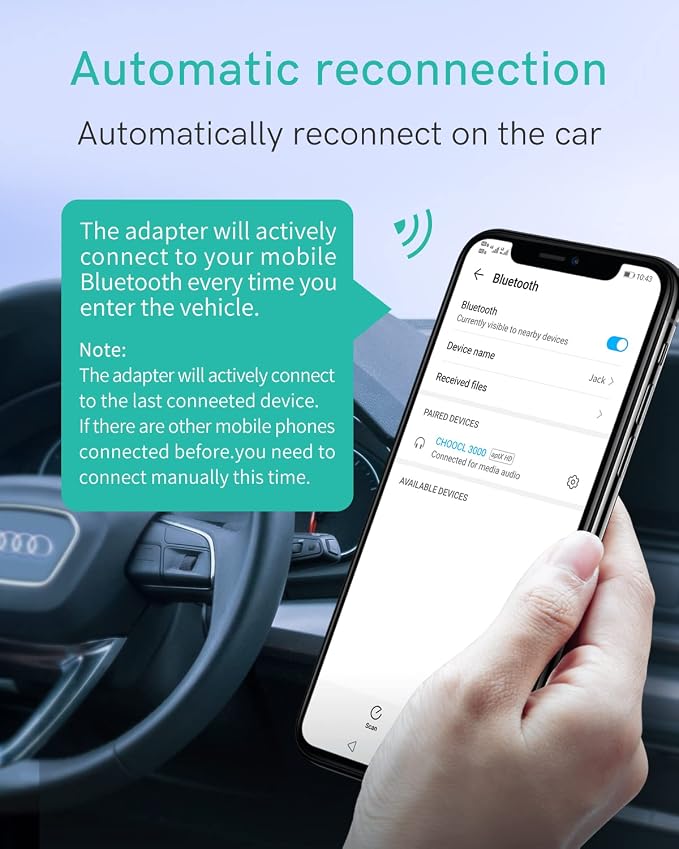 Bluetooth 5.0 aptX-HD Car Adapter Compatible for Audi AMI MMI, Mercedes Media Interface and Volkswagen MDI Connector (A2-Audi2G)
