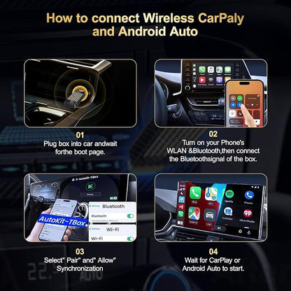 Wireless CarPlay & Android Auto Adapter AI Magic Box,Built-in Play Store YouTube TikTok, HD Screen Mirroring, Plug and Play for OEM Factory Wired CarPlay Vehicles