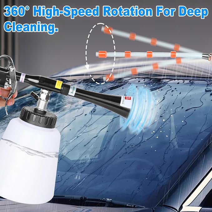 Car Cleaning Gun Kit Detailing Interior Dry Air Blow Gun with 2 Nozzle High Pressure Blower Cleaning Tool Kit for Car Surfaces Quickly Blasts Dust, Works with Air Compressor