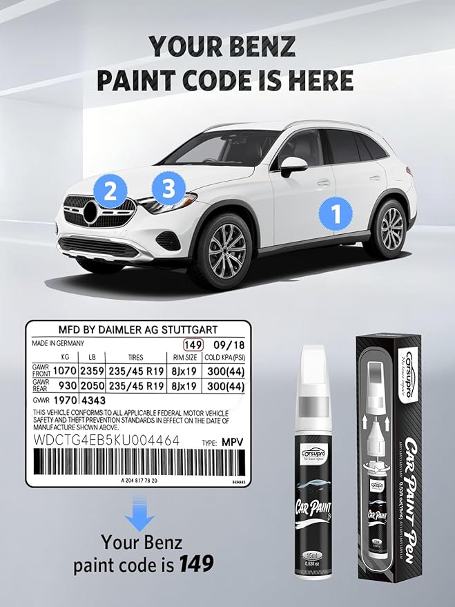 Twilight Blue Metallic(842/5842) for Mercedes Benz Touch Up Paint Pen, 2 in 1 Car Scratch Remover with Pen Tip and Brush, Precise Color Match for Car Paint Scratch Repair, Quickly and Easily Fix Chips and Nicks