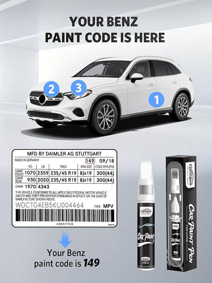 Twilight Blue Metallic(842/5842) for Mercedes Benz Touch Up Paint Pen, 2 in 1 Car Scratch Remover with Pen Tip and Brush, Precise Color Match for Car Paint Scratch Repair, Quickly and Easily Fix Chips and Nicks
