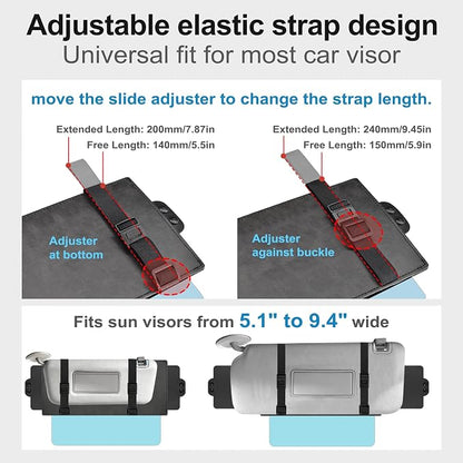 Veharvim Sun Visor Extender for Car (Polarized, UV400, PC Lens, 2 Side Sunshade), Car Visor Extender Sun Blocker, Visor Extender Attachment, Anti-Glare for Safe Driving