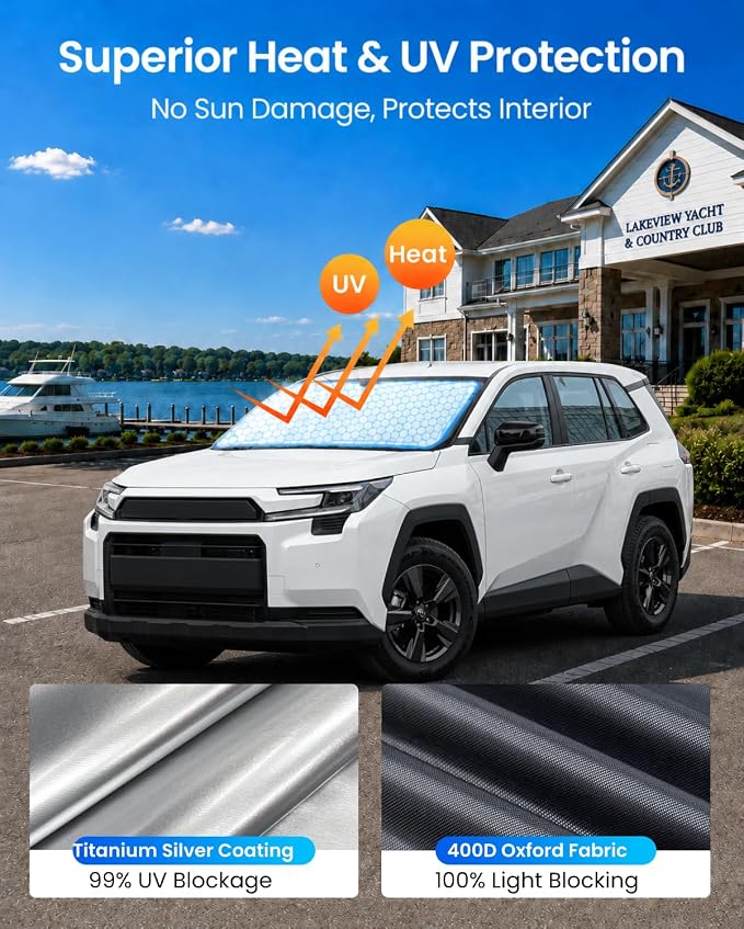 REEVAA Upgraded for Toyota RAV4 2019-2026 Windshield Sunshade [Tailored Fit, 99% Sun Protection] Foldable Sun Shade Car Accessories with Storage Bag
