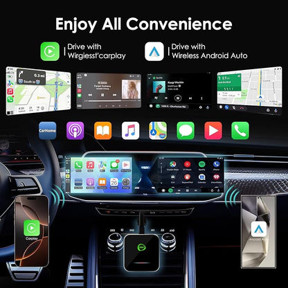 Wireless CarPlay Adapter for Apple CarPlay, Easy to Upgrade Wired CarPlay to Wireless, Instant Connectivity, Super Mini Car Play Dongle for iPhone Android Fit for Cars with Built-in CarPlay (Black)