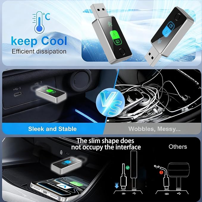 Wireless CarPlay Adapter for iPhone & Android Auto 2026 Upgrade 2-in-1, Wired to Wireless, One-Touch Switch, Fast & Stable Connection, Plug & Play, 5GHz WiFi & Bluetooth 5.3, iOS 10+ & Android 11+