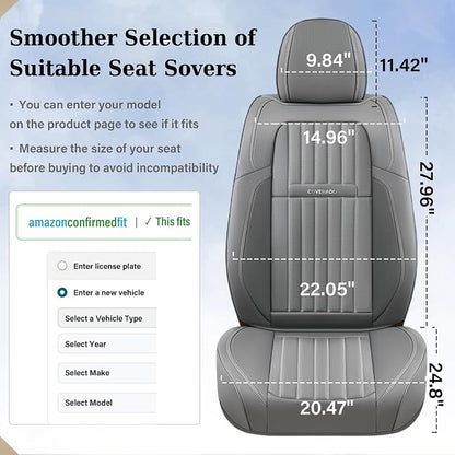 Coverado Car Seat Covers Full Set, Seat Covers for Cars,Gray Car Seat Cover, Waterproof Car Seat Protector, 5 Pieces Nappa Car Seat Cushion, Car Seat Covers Front Seats and Back Fit for Most Cars