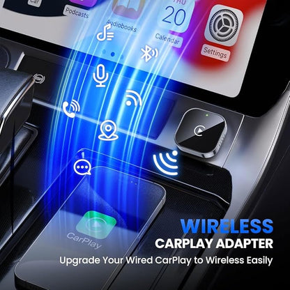 2 in 1 CarPlay Adapter for VW Talagon 2022 2023 2024, CarPlay Wireless Adapter with Auto Reconnect Fast Pairing Bluetooth Connection Compact USB Dongle,A/Silver-Side Heat Dissipation