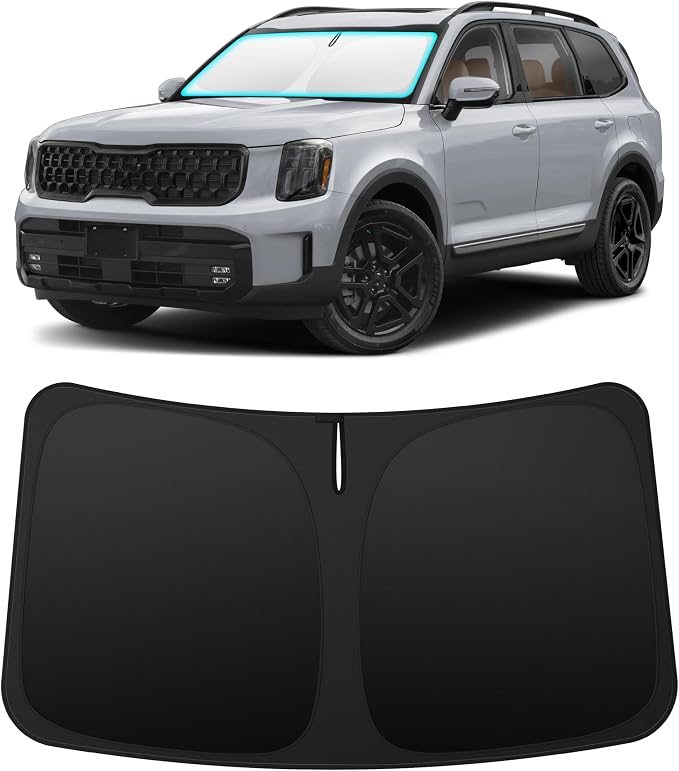 INSAUTO Custom Fit Windshield Sun Shade Accessories for Kia Telluride 2020-2025, Foldable Front Window Sunshade, UV & Heat Reflector, Keeps Interior Cool, Includes Storage Bag