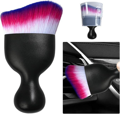 Ziciner Car Detailing Brush, Curved Soft Bristles Auto Removal Dust Collectors, Universal Vehicle Dashboard, Air Conditioner Vents etc Interior Cleaning Tool Accessory (White/Red/Blue)