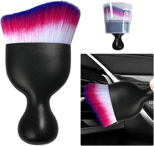 Ziciner Car Detailing Brush, Curved Soft Bristles Auto Removal Dust Collectors, Universal Vehicle Dashboard, Air Conditioner Vents etc Interior Cleaning Tool Accessory (White/Red/Blue)