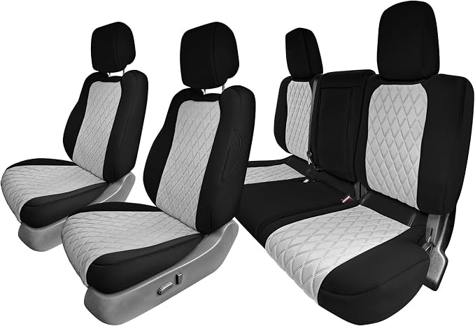 FH Group Custom Fit Car Seat Covers Specifically Made for 2022-2026 Nissan Frontier, Full Set Gray Ultraflex Neoprene Waterproof Automotive Seat Covers for Pickup Truck, Nissan Accessories