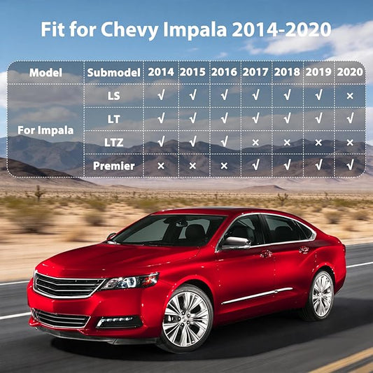 Floor Mats & Cargo Liner for Chevy Impala 2020 2019 2018 2017 2016 2015 2014, All Weather TPE Floor Liners Custom Fit Impala Heavy Duty Car Mats 1st & 2nd Row & Trunk Mat Accessories Black